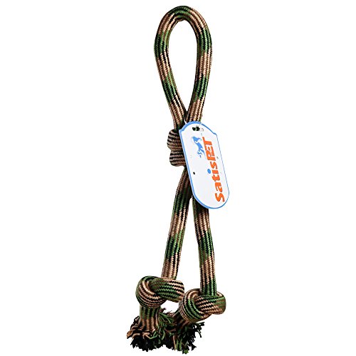 SatisPet 24-Inch Knotted Woven Rope Tug Chew Toy