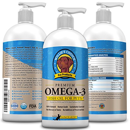Pure, All Natural Omega 3 Fish Oil for Dogs & Cats