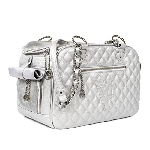 Vanderpump Pets Silver Quilted Dog Carrier