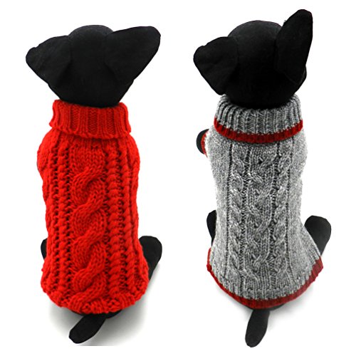 Pack of 2 Turtleneck Classic Cable Knit Dog Cat Pet