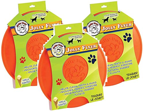 Jolly Pets 3 Pack of Jolly Flyer Rubber Floating Disc, Orange