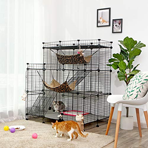 SONGMICS Multi-Tier Cat Playpen, Cat Cage