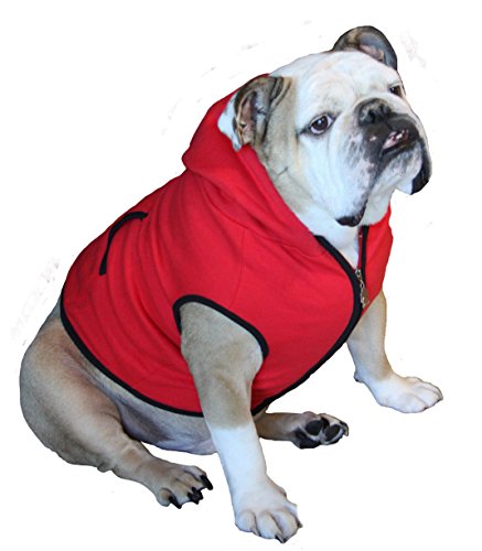 Dog Sweatshirt Hoodie, RED, Bulldog Extra Large