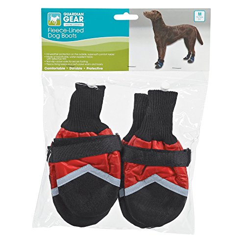 Guardian Gear Fleece-Lined Boots for Dogs, Medium, Red