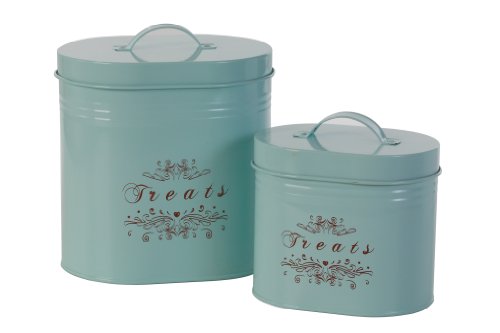 One for Pets "Treats Canister Set of 2, Blue 1.5lbs & 2.8lbs