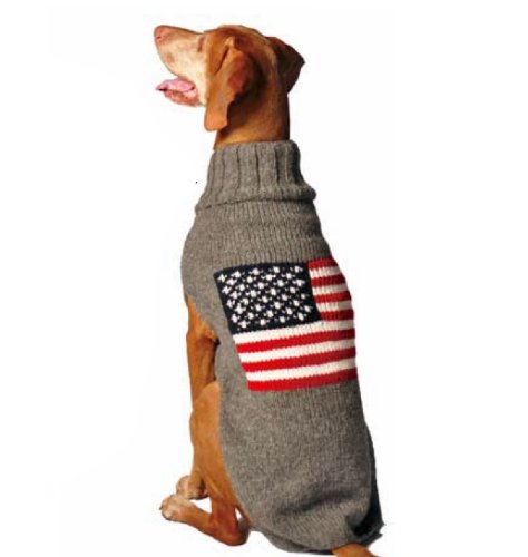Chilly Dog American Flag Dog Sweater, XX-Large