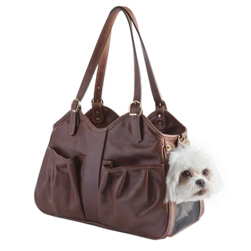 Petote Metro Couture Leather Dog Carrier, Toffee, Small