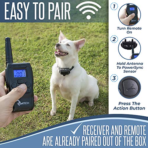 PetTech Premium Dog Training Shock Collar, Fully Waterproof