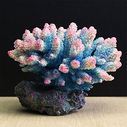 Danmu 1pc Polyresin Coral Ornament for Fish Tank (Blue)