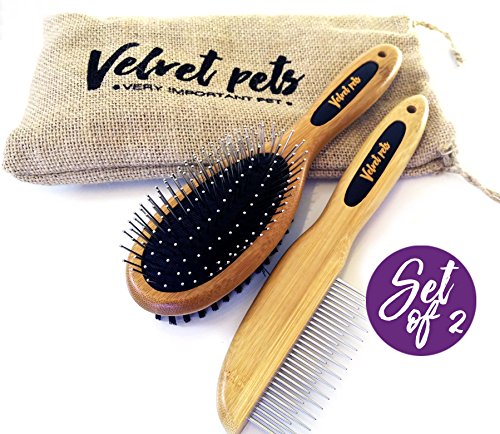 VelvetPets Dog Brush and Comb Set Pet Grooming Brush