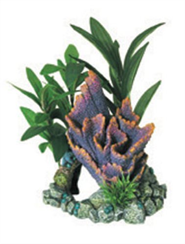 Purple Ridge Coral Cave with Plants Aquarium Ornament