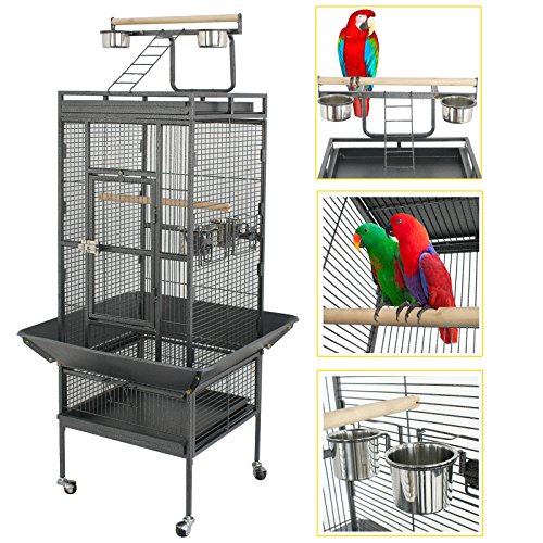 Large Bird Cage with Play Top & Rolling Stand