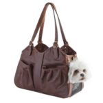 Petote Metro Couture Leather Dog Carrier, Toffee, Large