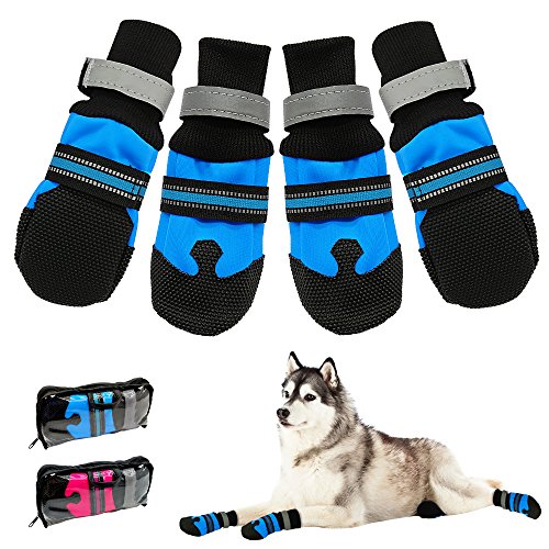 AOXIANG Pet Boots for Large Dog (M, Blue)
