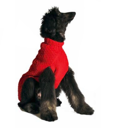 Chilly Dog Red Cable Dog Sweater, Large