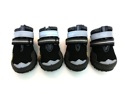 4pcs Lymenden Dog Boots,Waterproof Dog Shoes,Paw Protectors with Reflective and Adjustable Straps and Wear-Resisting Soles