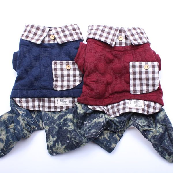 Dog Pet Coat Jacket Plaid&Pockets Pet Puppy