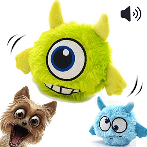 Interactive Dog Toy Plush Squeaky Giggle Ball Automatic
