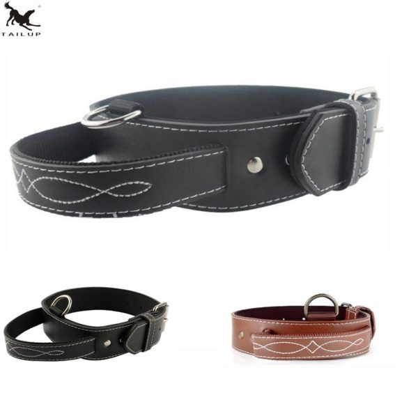 [TAILUP] Big Dog Collar PU Leather Strong Dog Collar