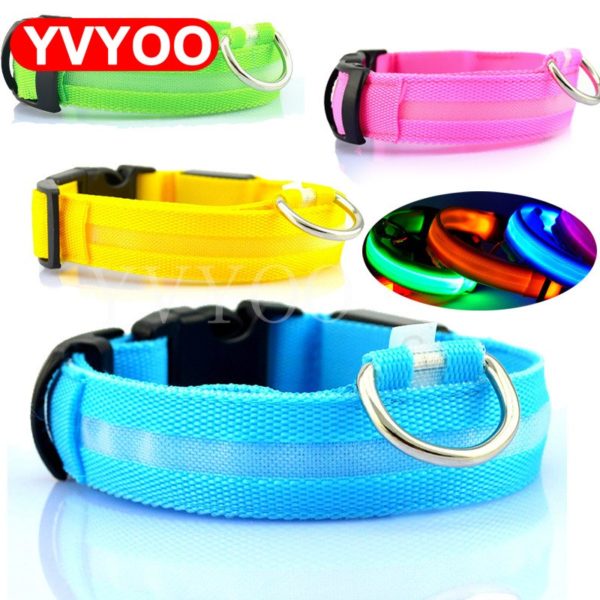 Nylon Pet Dog Collar LED Light Night Safety