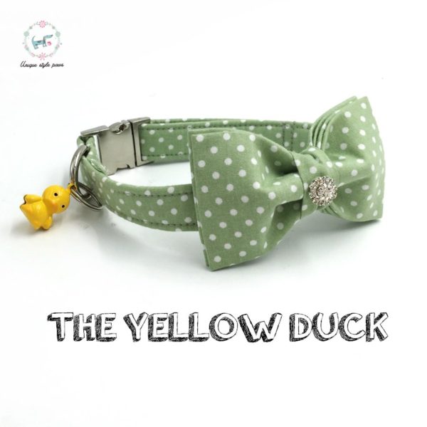 the green dot dog collar with bow tie and bell