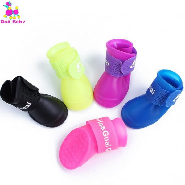 DOGBABY Colorful Dog Pet Boots PU Silica gel Waterproof v