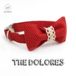 red dot dog collar and leash set with bow tie