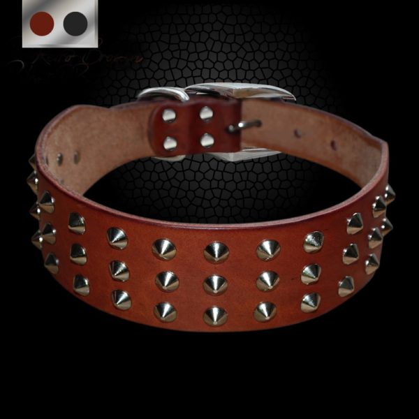 Pug Dog Collar Leather Adjustable Spikes Pet Collar