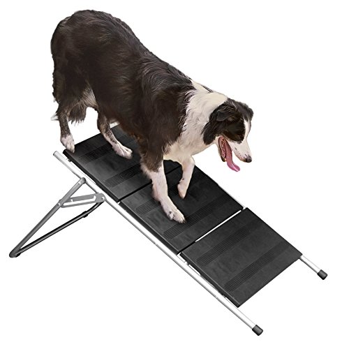 Folding Metal Dog Stairs & Ramp – 17” High 3 Step Pet Stairs