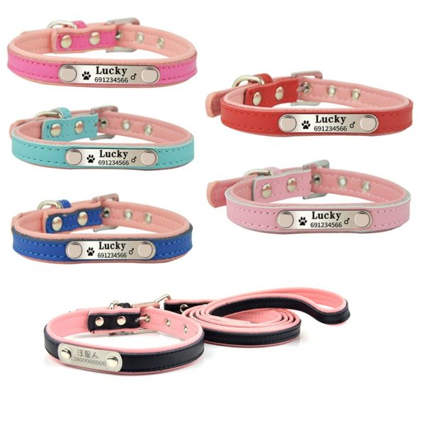 Soft Leather Pet Personalized Collar Dog Cat Puppy Collars