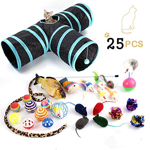 Cat Toys Variety Pack, Including 3 Way Tunnel with Ball