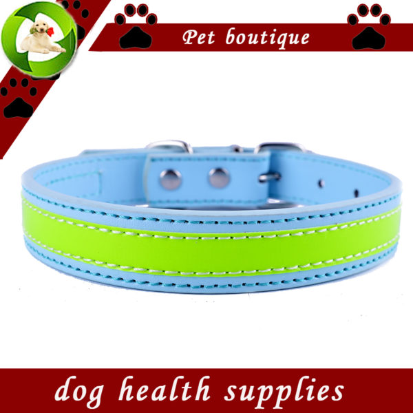 New Design Reflective Dog Collar Flashing Leather