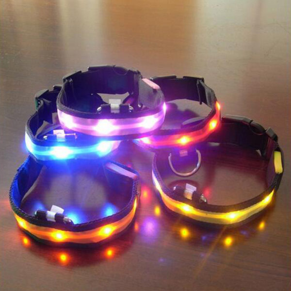 Nylon LED Pet Dog Collar Night Safety Anti-lost