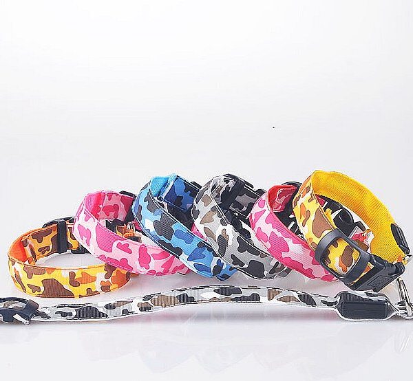 D10 Pet Dog Collar Pet nylon Camo Light collar