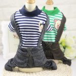 Cute Spring Pet Dog Clothes Striped Style Denim