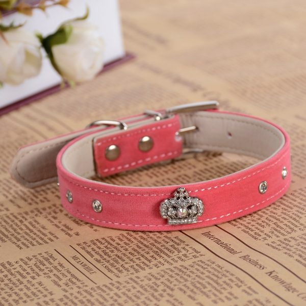 Fashion Rhinestone Collar Suede Leather Dog