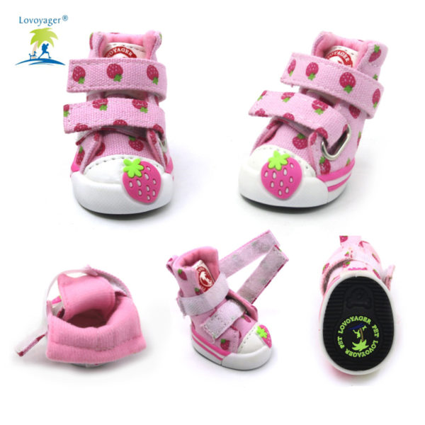 4pcs Cute New Fancy Strawberry Small Dogs Shoes