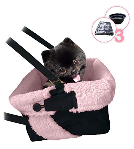 Pink & Black Car Booster Seat + Plush Blanket