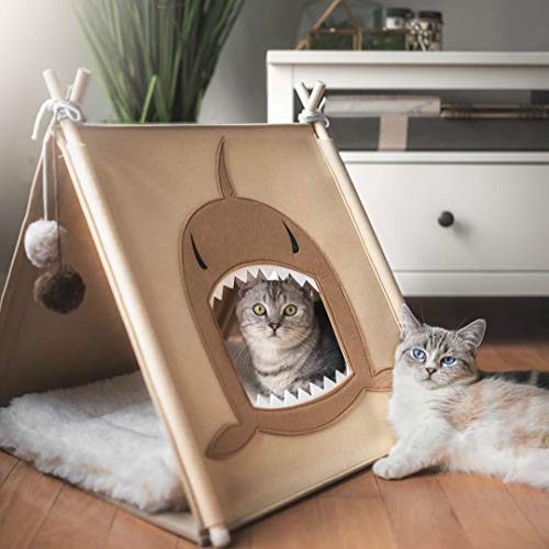 Cat Shark Tent Cat House Felt Cat Crinkle Tunnel Funny Cat Bed