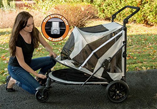 No Need to Lift Pet for Single or Multiple Dogs//Cats Pet Can Easily Walk in//Out Pet Gear NO-Zip Stroller Push Button Zipperless Dual Entry