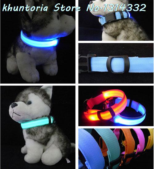 Free LED Nylon Pet Dog Collar Night Safety LED