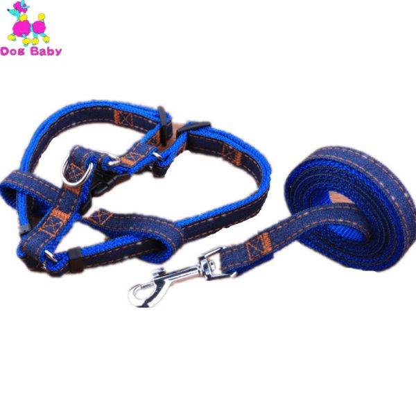 DOGBABY Dog Collars Leads Nylon Denim