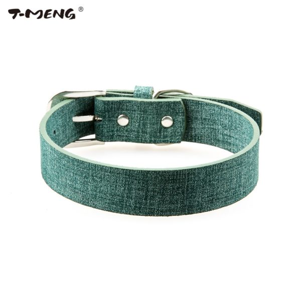 T-MENG Pet Products Genuine Cow Leather Dog Collar