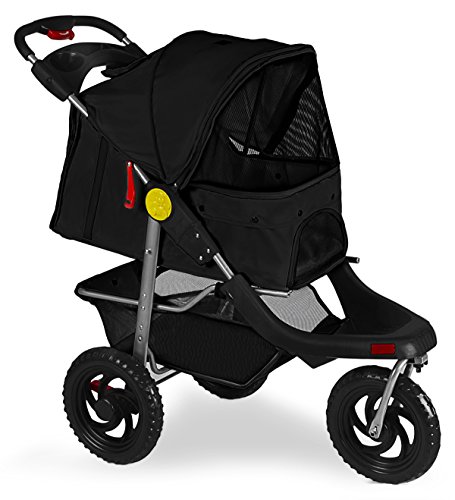 Paws & Pals Deluxe 3-Wheels Foldable Pet Stroller - Black