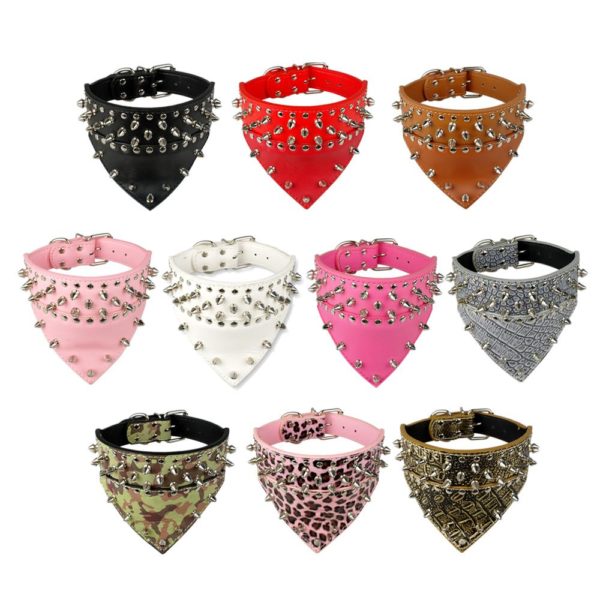 New Design SpikeD Studded Dog Collar PU Leather
