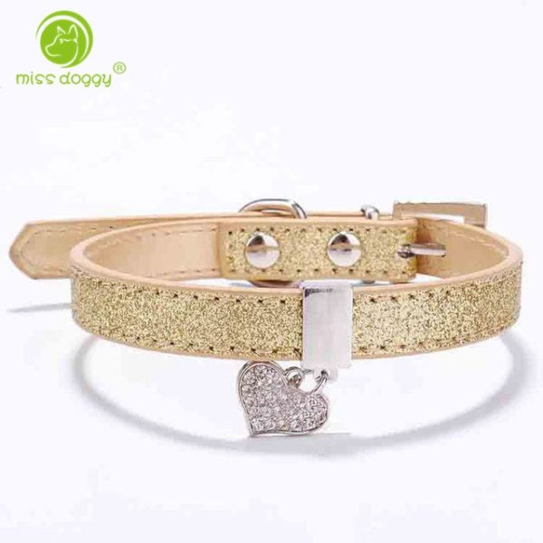 Glitter Pu Leather Dog Collars For Pet Puppy Dog