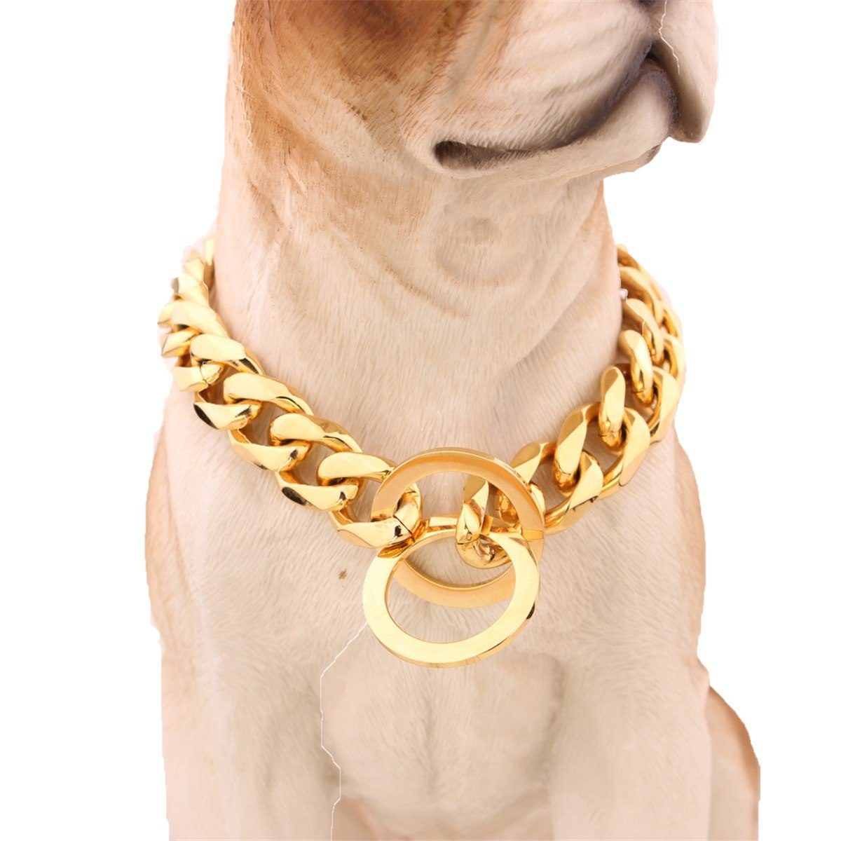 14-26" Dog Gold Chain Collar 13mm Wide Tone Material: Stainless steel