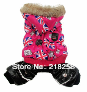 Retail Red UK Flag Printing Pet Dogs Winter Coat