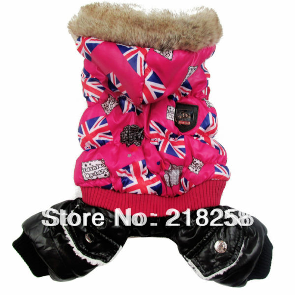 Retail Red UK Flag Printing Pet Dogs Winter Coat