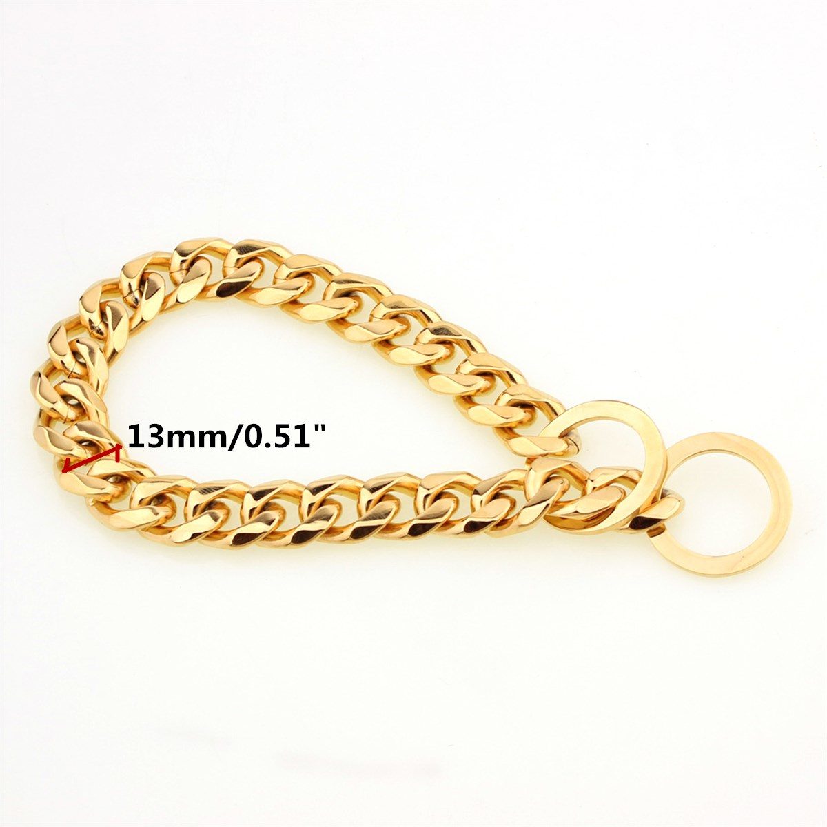 14-26" Dog Gold Chain Collar 13mm Wide Tone Material: Stainless steel